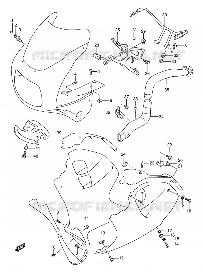 FLANCS DE CARENAGES (MODELE S/T/V/W) Suzuki MOTO 1100 GSX-R 1998  GSX-R1100WW(E28)