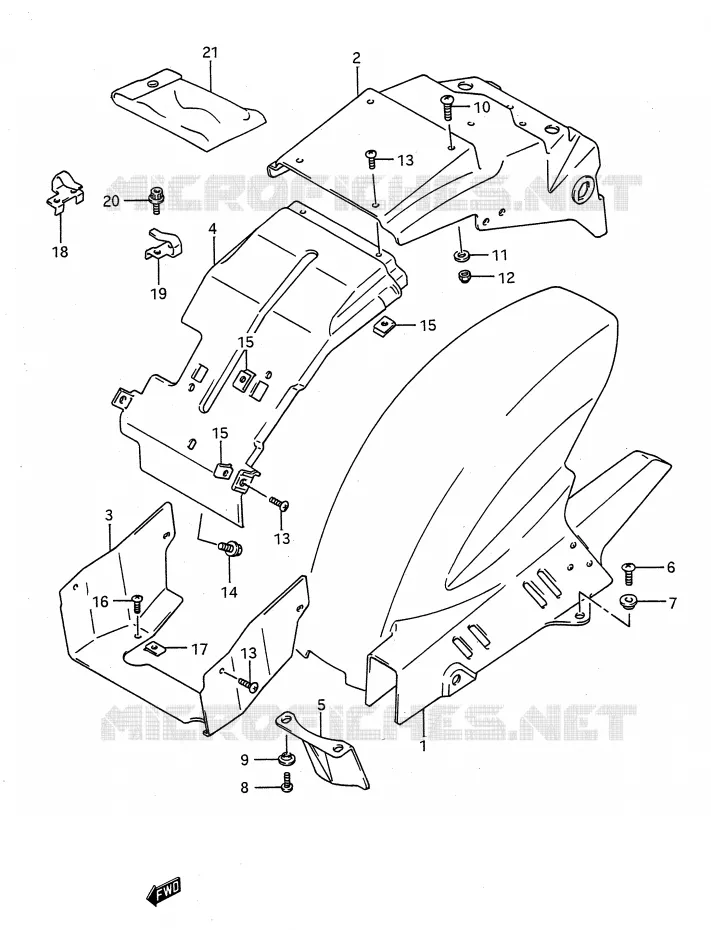GARDE BOUE ARRIERE Suzuki MOTO 750 GSX-R 1991  GSX-R750M(E28)