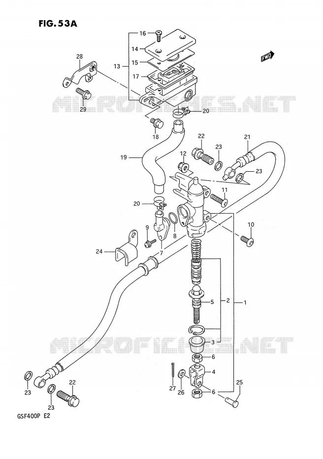 MAITRE CYLINDRE ARRIERE (MODELE P) Suzuki MOTO 400 BANDIT 1992  GSF400N(E2)