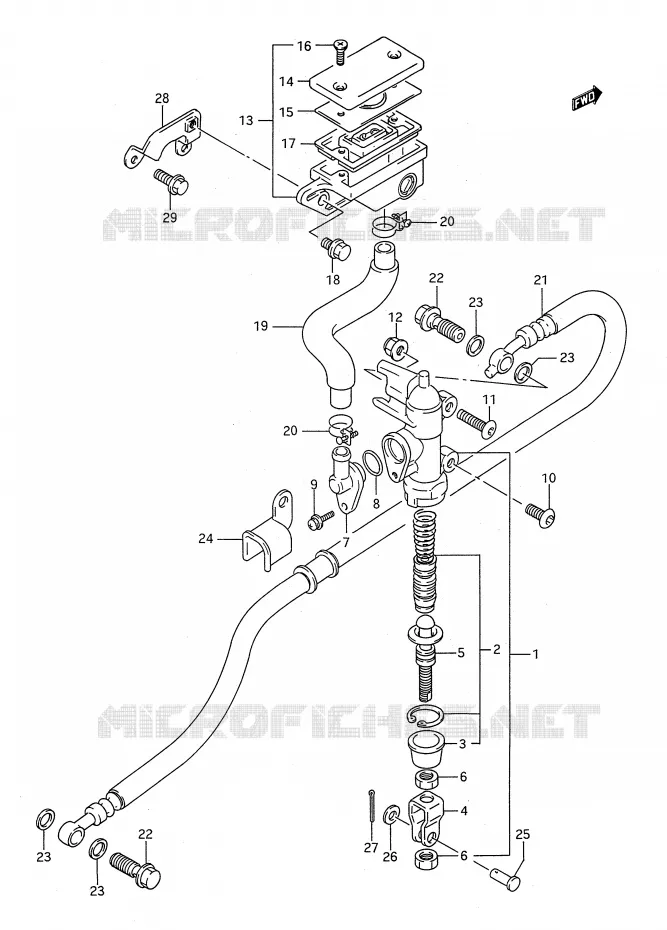 MAITRE CYLINDRE ARRIERE (MODELE P) Suzuki MOTO 400 BANDIT-N 1993  GSF400P(E28)