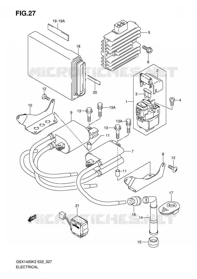 PARTIE ELECTRIQUE (MODELE K2/K3) Suzuki MOTO 1400 GSX 2003  GSX1400U1K3(E2)