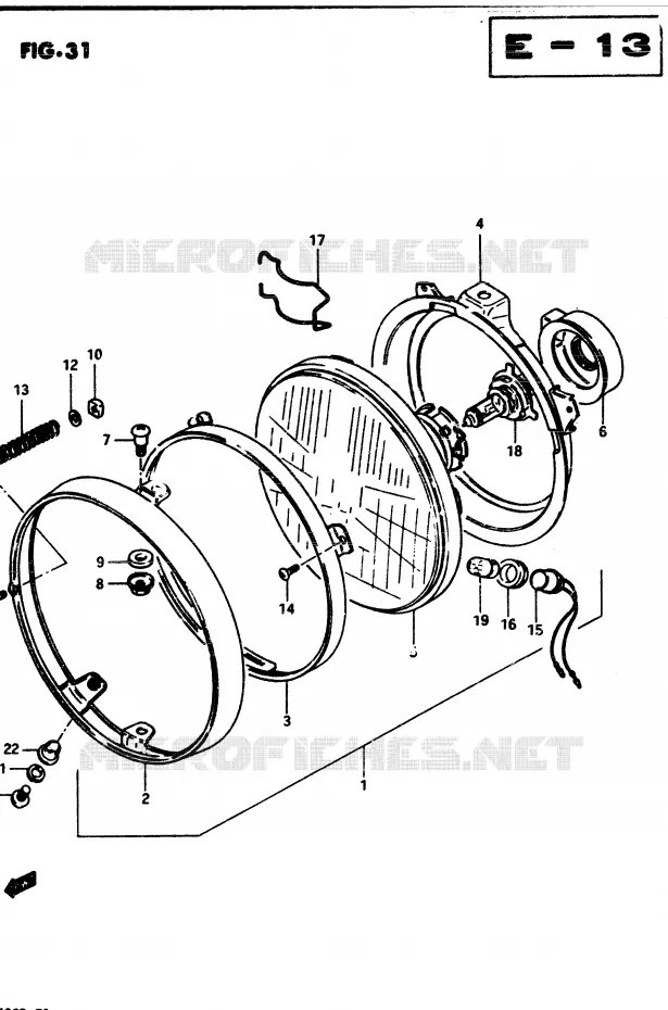 PHARE (E17, E21, E25, E34) Suzuki MOTO 850 GS 1983  GS850GD(E1)