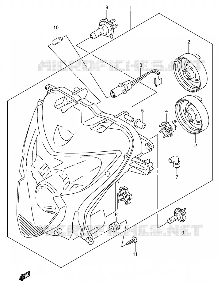 PHARE (E2,E19) Suzuki MOTO 600 GSX-R 2005  GSX-R600U2K5(E2)