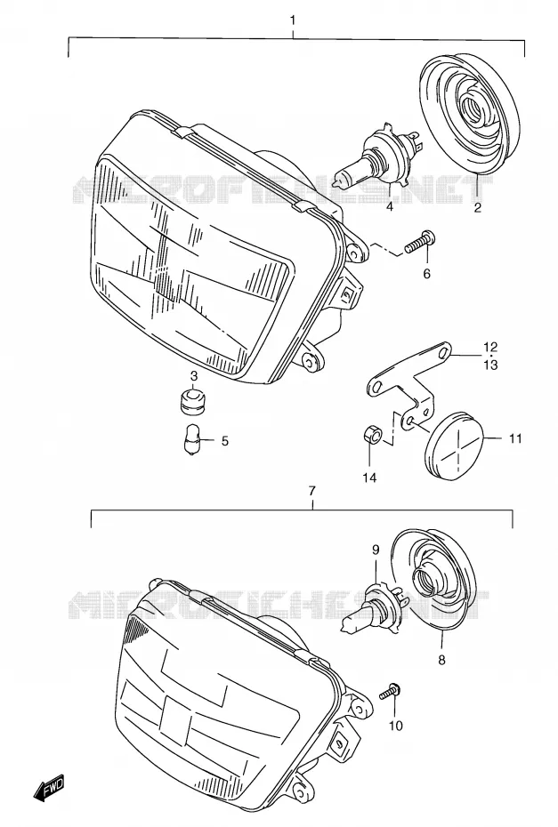 PHARE (GSF1200ST/SV/SW/SX/SY/SAV/SAW/SAX/SAY) Suzuki MOTO 1200 BANDIT 1996  GSF1200ST(E2)