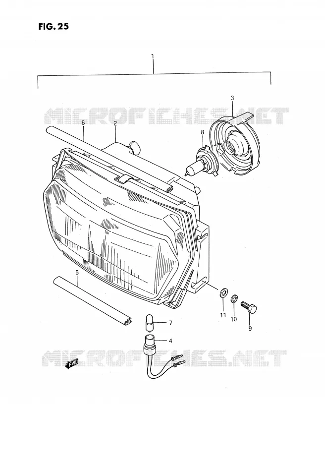 PHARE (MODELE K/L/M/N/P) Suzuki MOTO 1100 GSX-F 1994  GSX1100FR(E2)