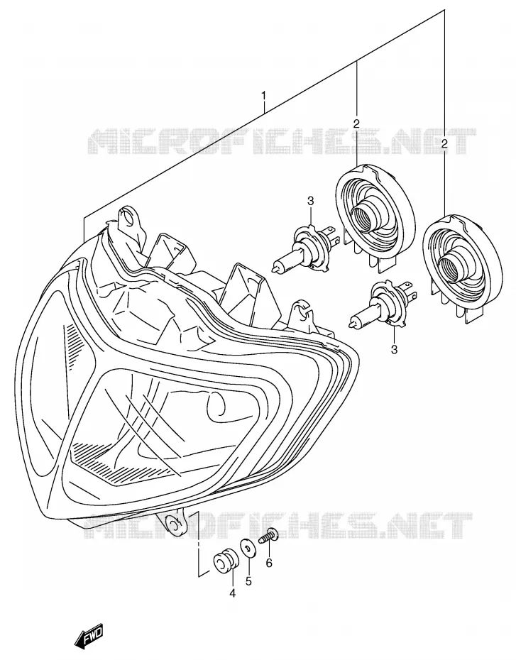 PHARE (MODELE K2/K3 E24) Suzuki MOTO 600 GSX-R 2003  GSX-R600ZK3(E2)