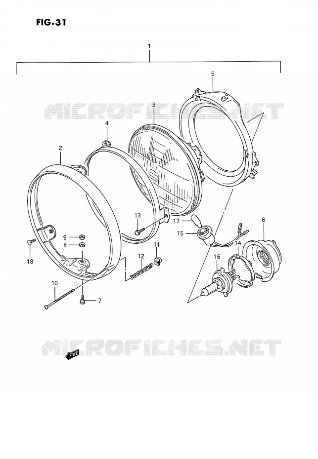 PHARE (MODELE M/N E1,E2,E24) Suzuki MOTO 1100 GSX-G 1992  GSX1100GN(E2)