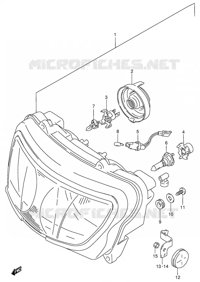 PHARE (MODELE T/V E4,E18,E22,E25,E34,E39,P37) Suzuki MOTO 750 GSX-R 1997  GSX-R750V(E2)