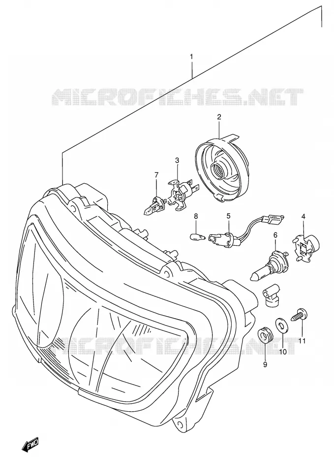 PHARE (MODELE W/X E4,E18,E22,E25,E34,E39,P37) Suzuki MOTO 750 GSX-R 1998  GSX-R750W(E2)