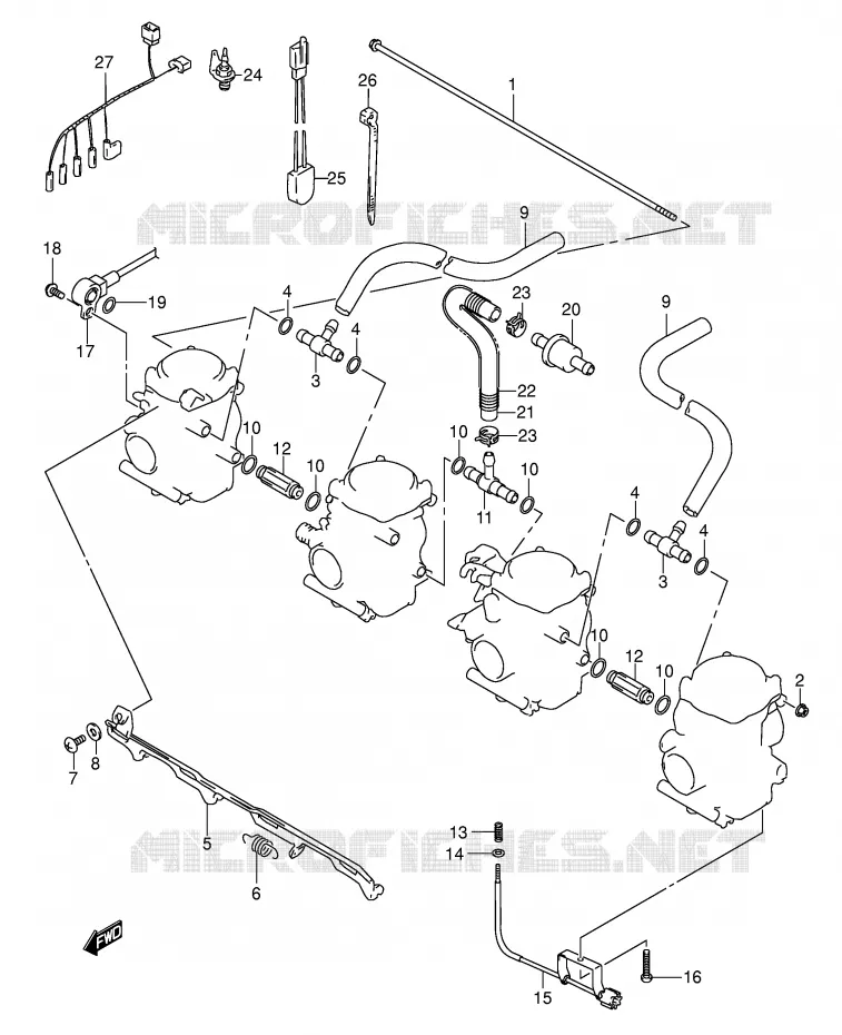 PIECES EXTERNES CARBURATEUR (MODELE K3/K4) Suzuki MOTO 600 BANDIT 2004  GSF600ZK4(E2)