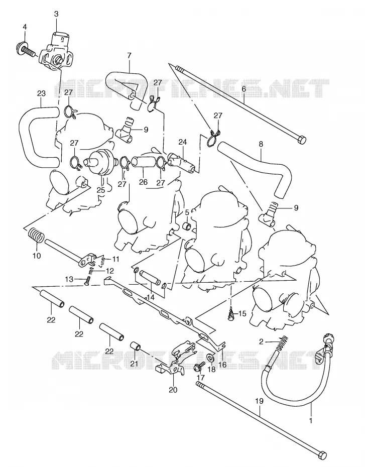 PIECES EXTERNES CARBURATEUR (MODELE V) Suzuki MOTO 600 GSX-R 1999  GSX-R600X(E2)