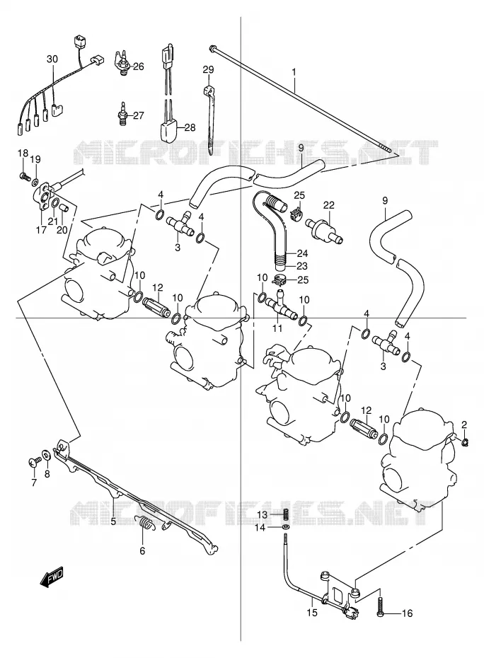 PIECES EXTERNES CARBURATEUR (MODELE Y/K1/K2) Suzuki MOTO 600 BANDIT 2003  GSF600UK3(E2)