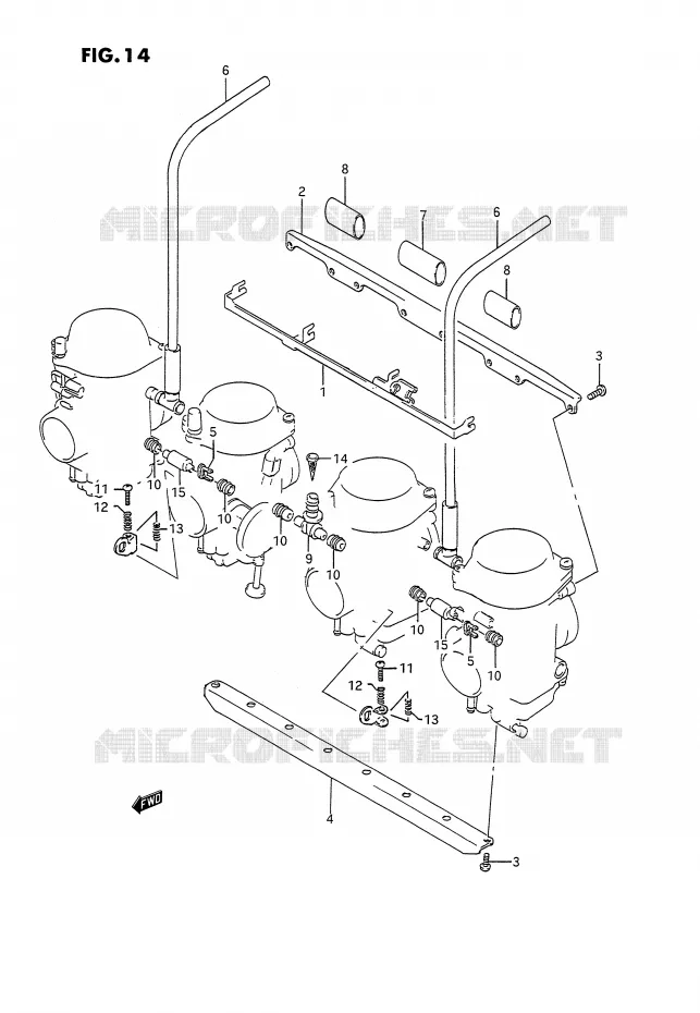 PIECES EXTERNES CARBURATEUR Suzuki MOTO 1100 GSX-G 1994  GSX1100GR(E2)