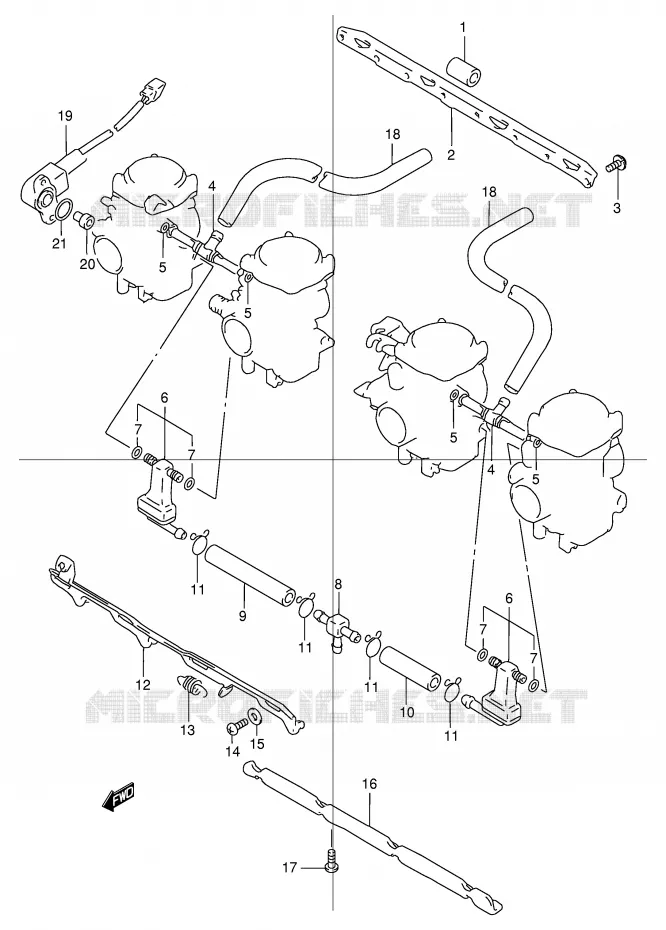 PIECES EXTERNES CARBURATEUR Suzuki MOTO 1200 GSX 2000  GSX1200Y(E4)