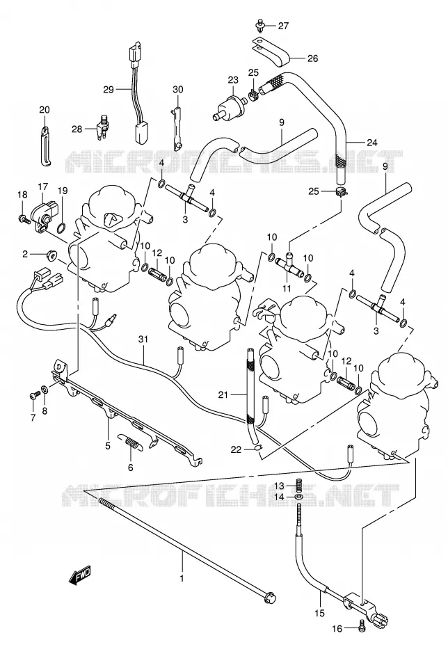 PIECES EXTERNES CARBURATEUR Suzuki MOTO 650 BANDIT 2006  GSF650SK6(E2)