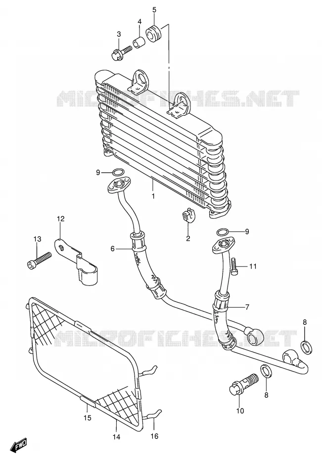 RADIATEUR D'HUILE Suzuki MOTO 600 BANDIT 1996  GSF600T/GSF600ST/GSF600UT/GSF600SUT