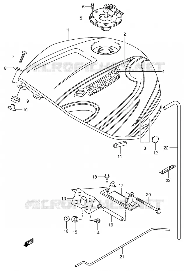 RESERVOIR D'ESSENCE (GSX-R600ZK3) Suzuki MOTO 600 GSX-R 2002  GSX-R600U1K2(E2)