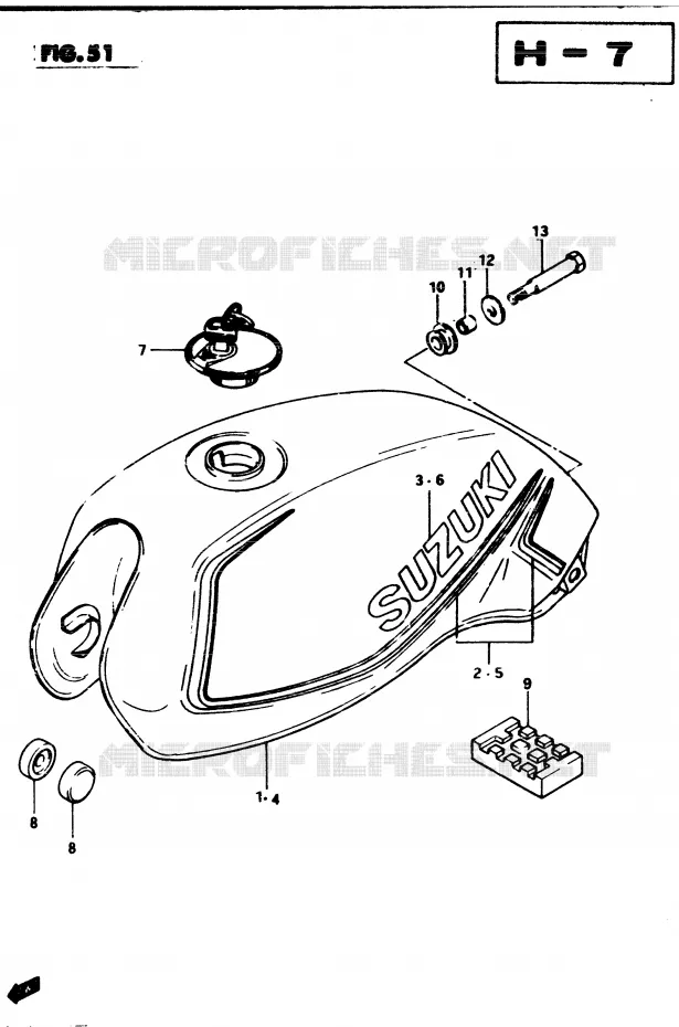 RESERVOIR D'ESSENCE (MODELE D) Suzuki MOTO 250 GSX 1982  GSX250SZ(Z/D)