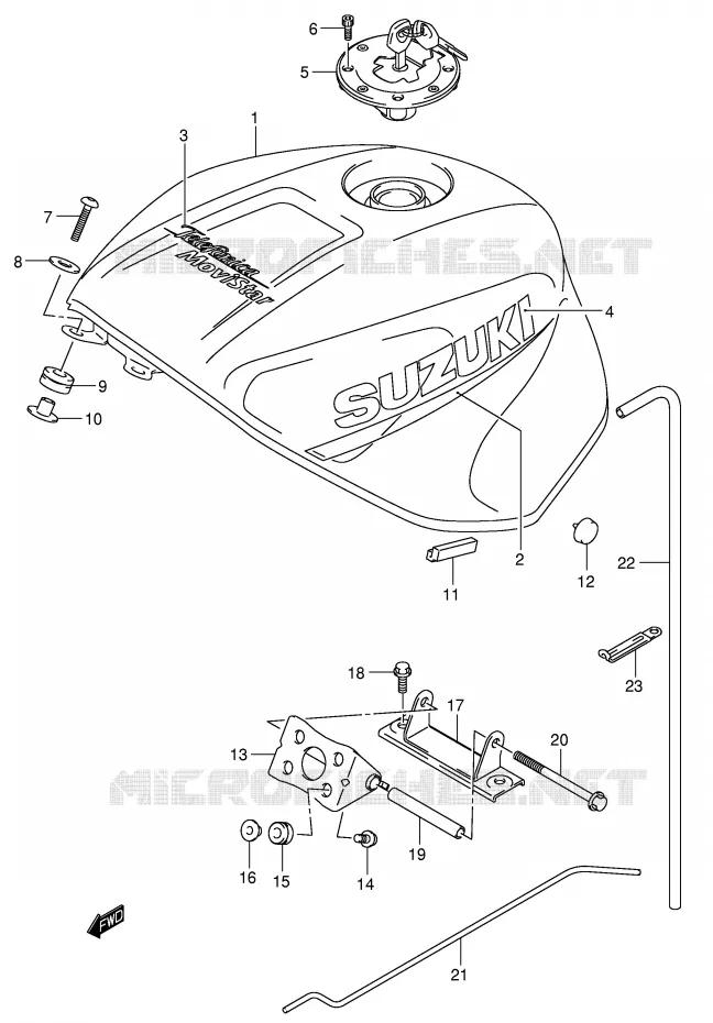 RESERVOIR D'ESSENCE (MODELE K2 FOR YC2) Suzuki MOTO 600 GSX-R 2001  GSX-R600K1(E2)