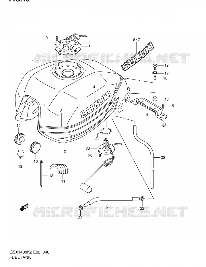 RESERVOIR D'ESSENCE (MODELE K2) Suzuki MOTO 1400 GSX 2003  GSX1400U1K3(E2)