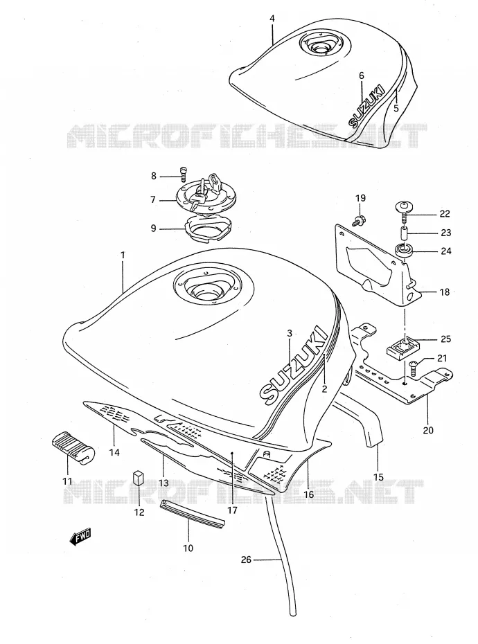 RESERVOIR D'ESSENCE (MODELE L/M) Suzuki MOTO 1100 GSX-F 1992  GSX1100FN(E28)