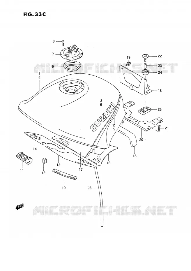 RESERVOIR D'ESSENCE (MODELE N/P/R) Suzuki MOTO 1100 GSX-F 1991  GSX1100FM(E2)