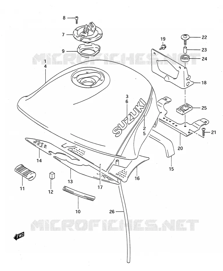 RESERVOIR D'ESSENCE (MODELE N/P) Suzuki MOTO 1100 GSX-F 1989  GSX1100FK(E28)
