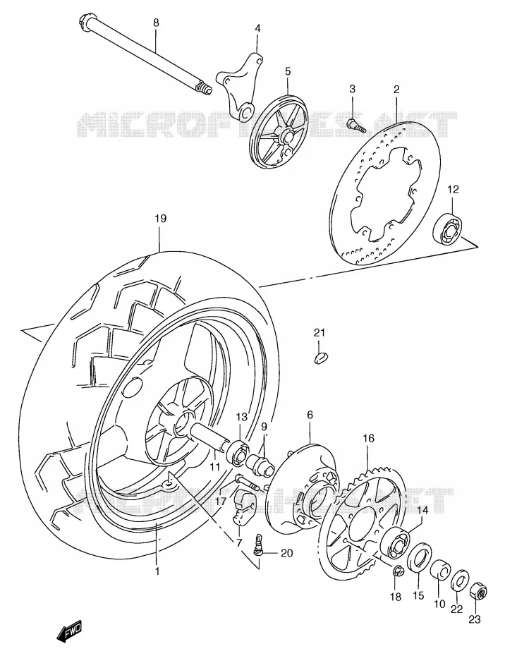 ROUE ARRIERE (GSF1200SAV/SAW/SAX/SAY) Suzuki MOTO 1200 BANDIT 2000  GSF1200SY(E2)