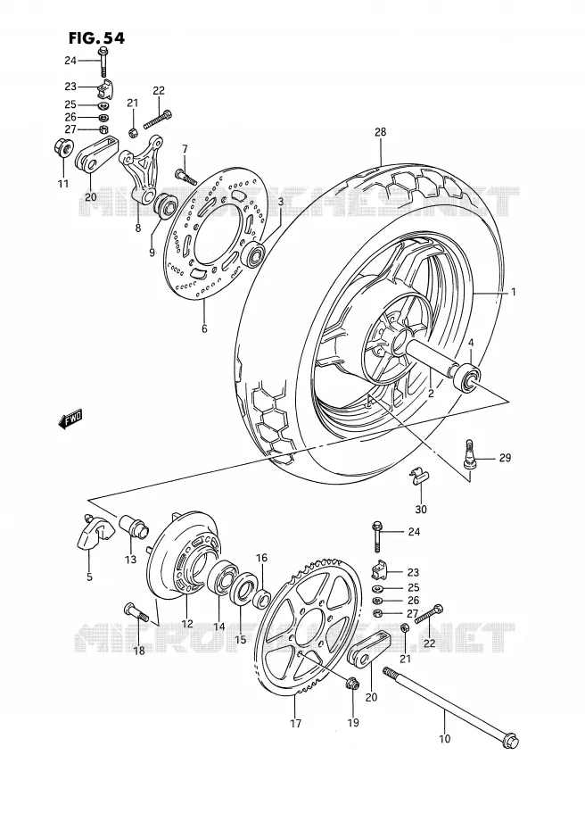ROUE ARRIERE Suzuki MOTO 1100 GSX-F 1991  GSX1100FM(E2)
