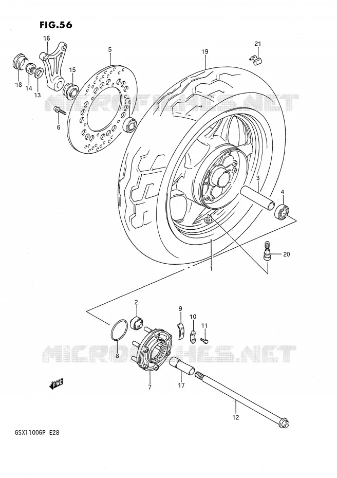 ROUE ARRIERE Suzuki MOTO 1100 GSX-G 1993  GSX1100GP(E28)