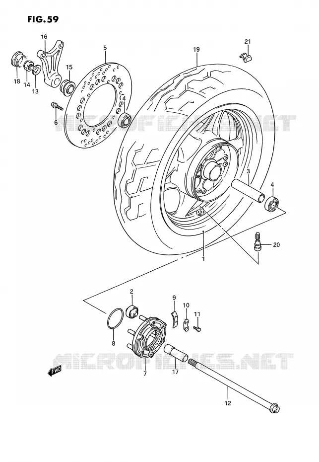 ROUE ARRIERE Suzuki MOTO 1100 GSX-G 1994  GSX1100GR(E2)