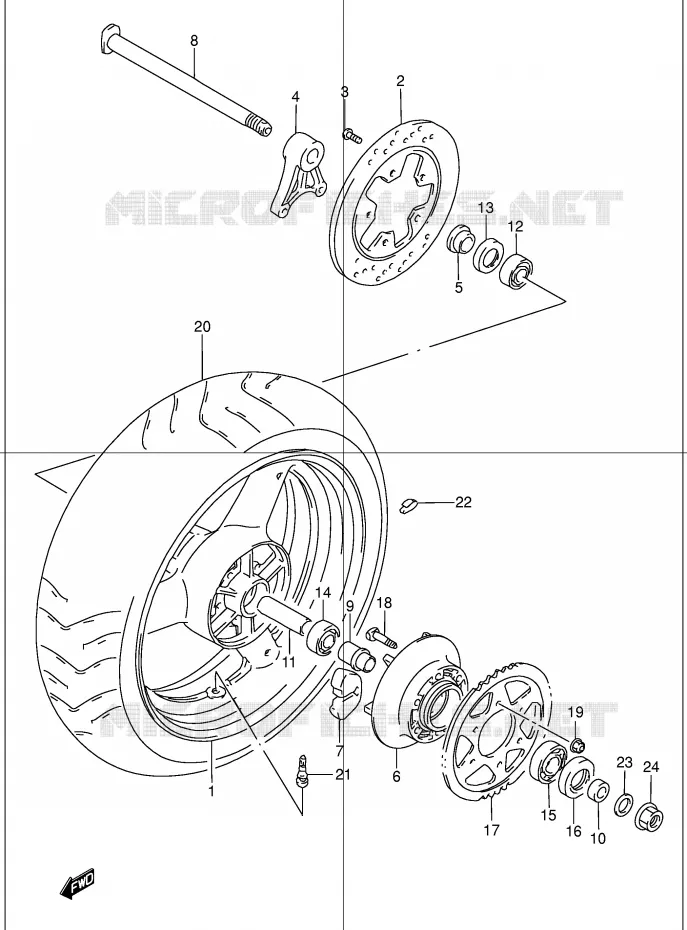 ROUE ARRIERE Suzuki MOTO 1200 BANDIT 2004  GSF1200ZK4(E2)