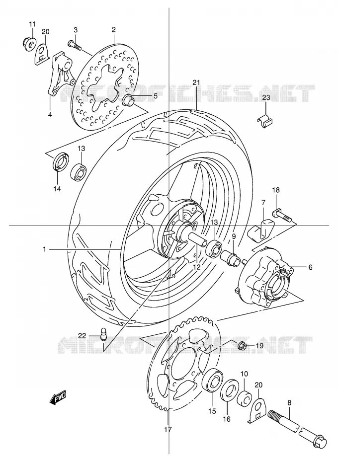 ROUE ARRIERE Suzuki MOTO 600 BANDIT 2001  GSF600K1(E2)