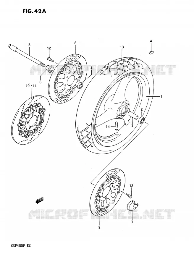 ROUE AVANT (E22) Suzuki MOTO 400 BANDIT 1993  GSF400P(E2)