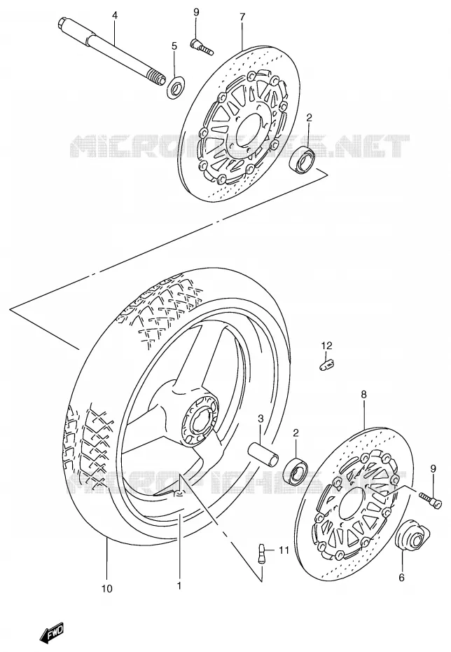 ROUE AVANT (GSF1200T/V/W/X/Y/ST/SV/SW/SX/SY) Suzuki MOTO 1200 BANDIT 1996  GSF1200ST(E2)