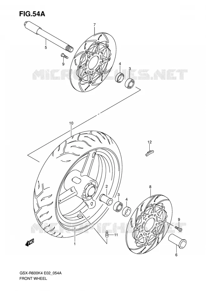 ROUE AVANT (GSX-R600XK5/U2XK5/U3XK5) Suzuki MOTO 600 GSX-R 2004  GSX-R600U3K4(E2)