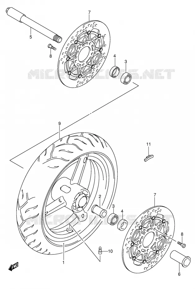 ROUE AVANT (GSX-R750K4/U2K4/K5/U2K5) Suzuki MOTO 750 GSX-R 2005  GSX-R750U2XK5(E2)