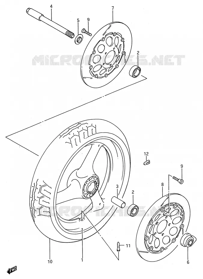 ROUE AVANT (MODELE N/P) Suzuki MOTO 750 GSX-R 1992  GSX-R750WN(E28)