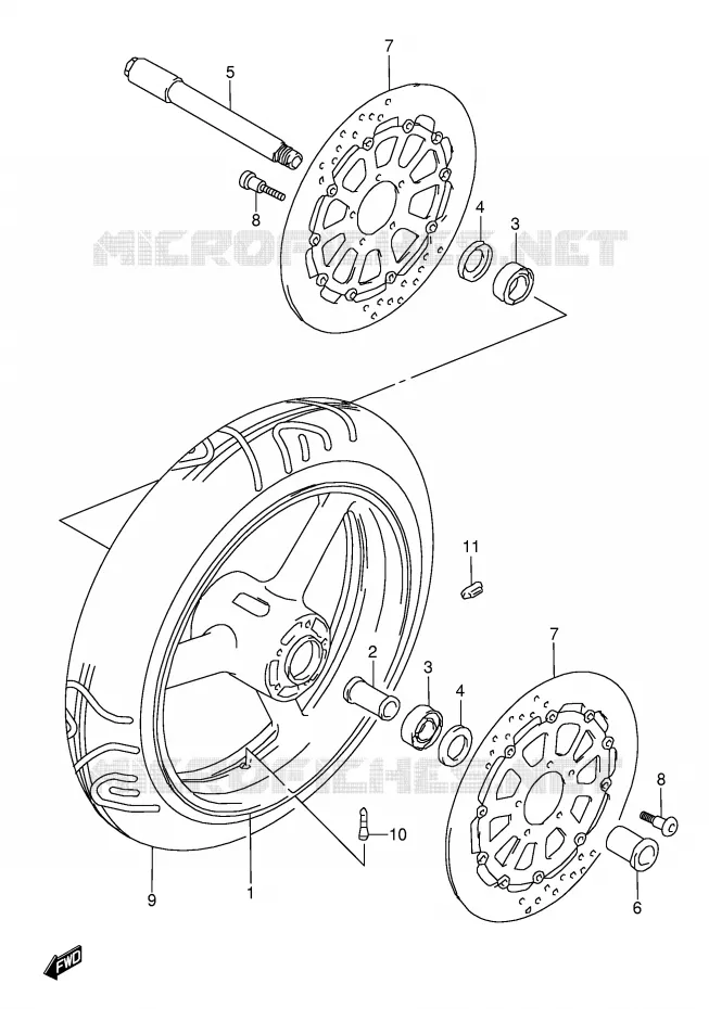 ROUE AVANT (MODELE V) Suzuki MOTO 600 GSX-R 1998  GSX-R600W(E2)