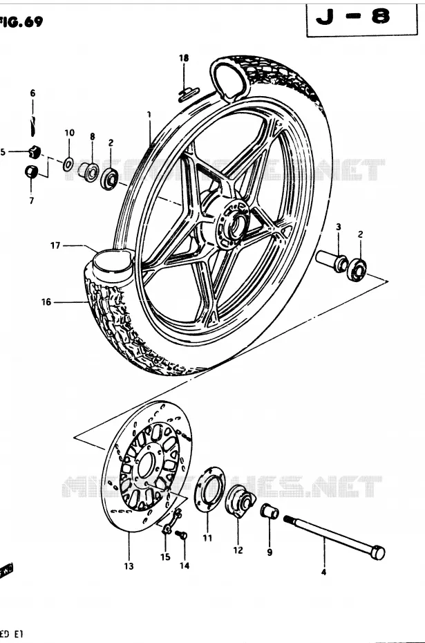 ROUE AVANT (MODELE Z) Suzuki MOTO 250 GSX 1982  GSX250ESZ(Z/D)
