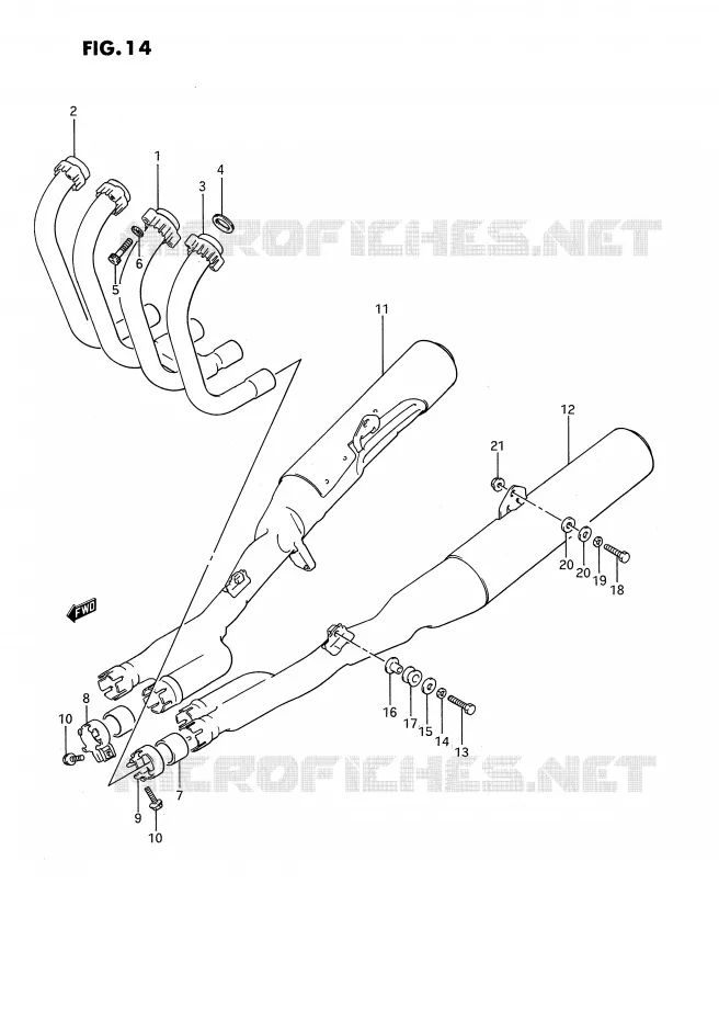 SILENCIEUX (MODELE J) Suzuki MOTO 1100 GSX-F 1992  GSX1100FN(E2)