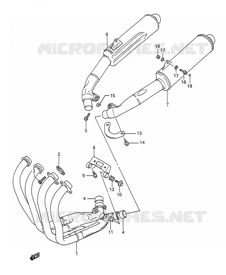 SILENCIEUX Suzuki MOTO 1100 GSX-R 1991  GSX-R1100M(E28)