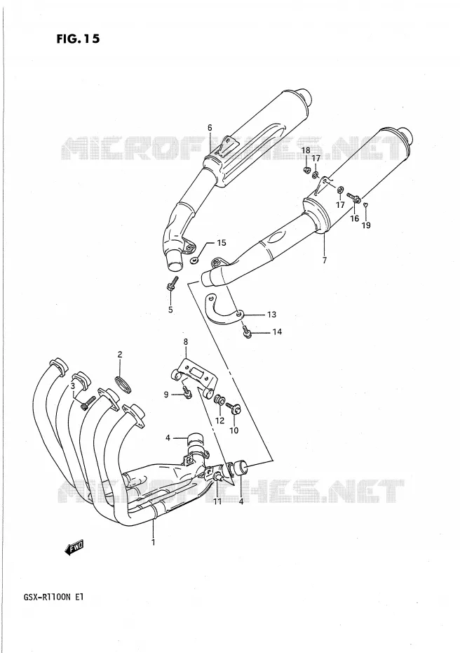 SILENCIEUX Suzuki MOTO 1100 GSX-R 1992  GSX-R1100N(E1)