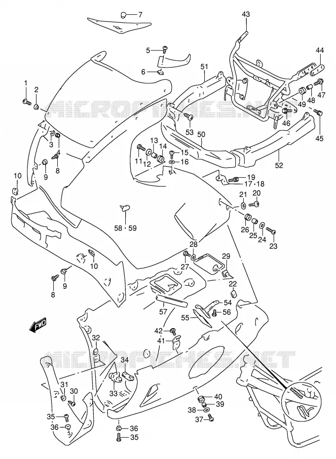 SUPPORTS / FIXATIONS CARENAGES Suzuki MOTO 250 GSX 1994  GSX250FR(E24)