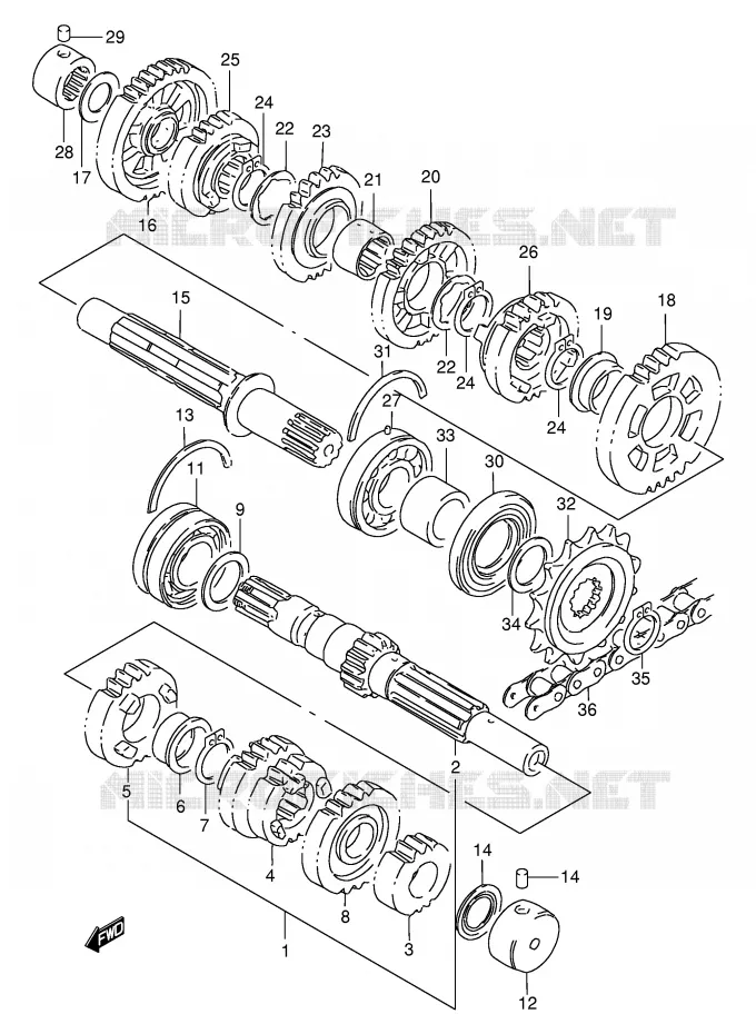 TRANSMISSION (GSX-R400RL/RM/RN/RP/RR) Suzuki MOTO 400 GSX-R 1992  GSX-R400RN(E30)
