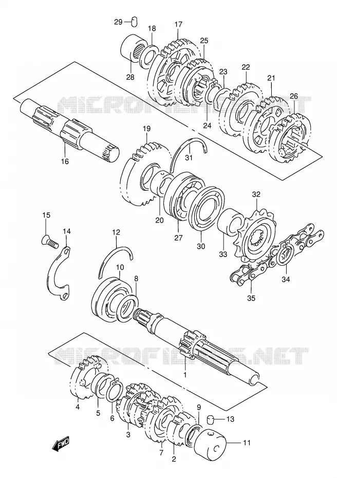 TRANSMISSION (MODELE N/P/R/T/V) Suzuki MOTO 250 GSX 1994  GSX250FR(E24)