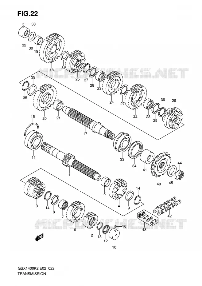 TRANSMISSION Suzuki MOTO 1400 GSX 2002  GSX1400K2(E2)