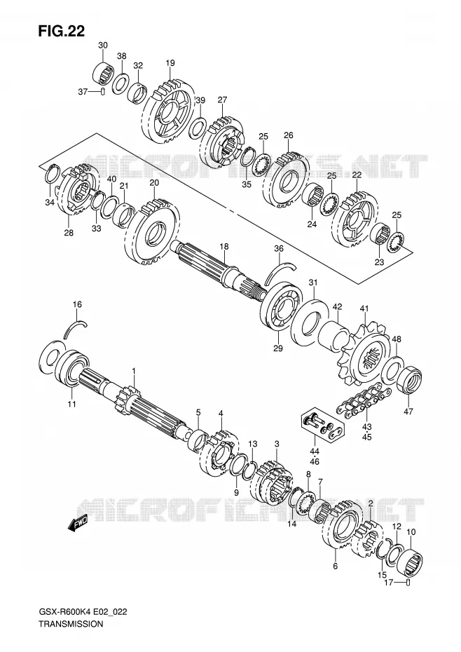TRANSMISSION Suzuki MOTO 600 GSX-R 2005  GSX-R600K5(E2)