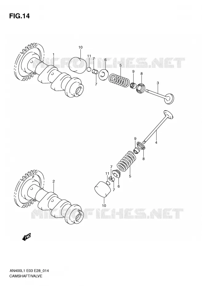 ARBRE A CAMES - SOUPAPES Suzuki SCOOTER 400 BURGMAN 2011  AN400L1(E03)