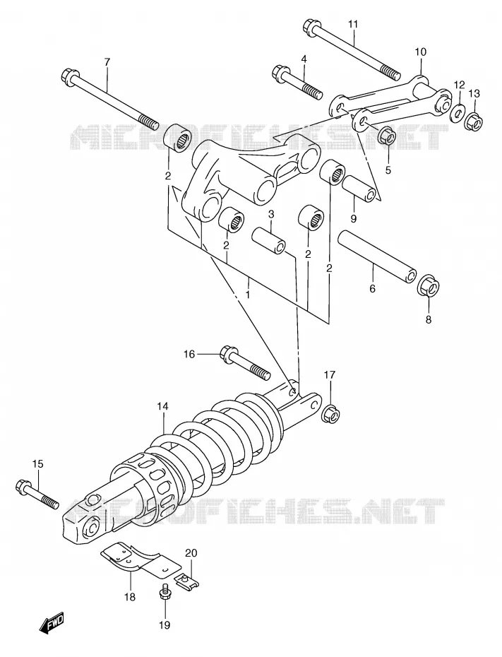 BIELLETTE DE SUSPENSION ARRIERE (MODELE W/X) Suzuki SCOOTER 250 BURGMAN 2000  AN250RY(E2)